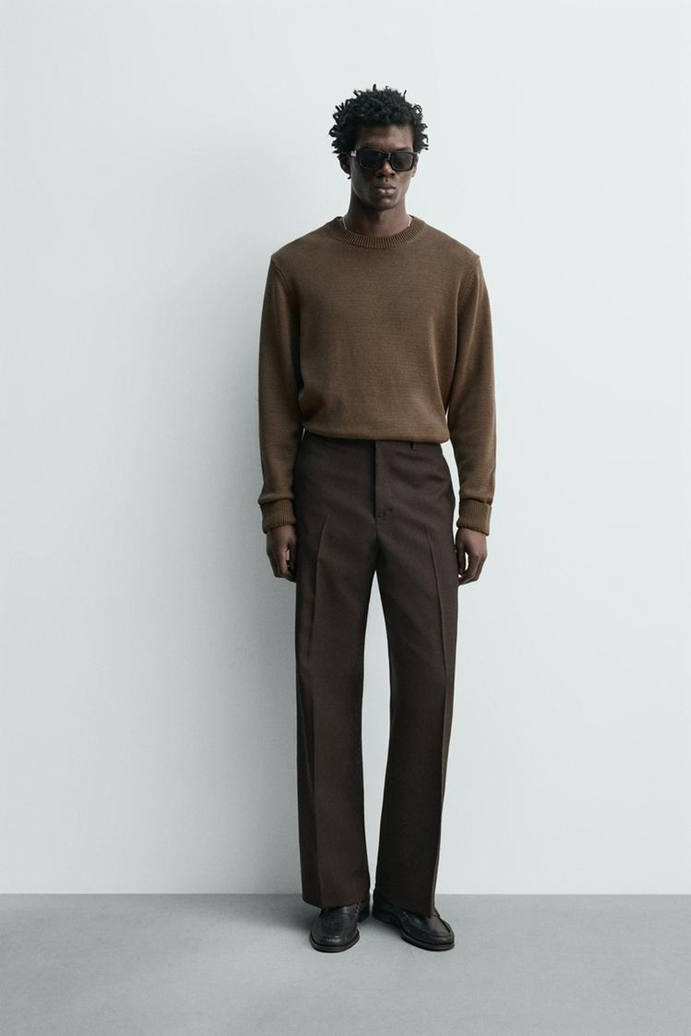 ZARA БРЮКИ FLARE FIT ИЗ 100% ШЕРСТИ, ШОКОЛАДНЫЙ