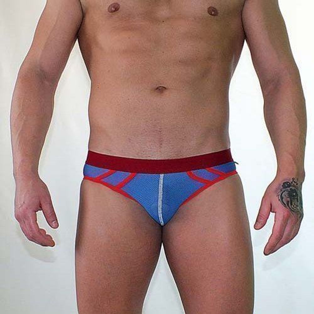 Трусы мужские брифы  в сеточку синие Van Baam VB-38117