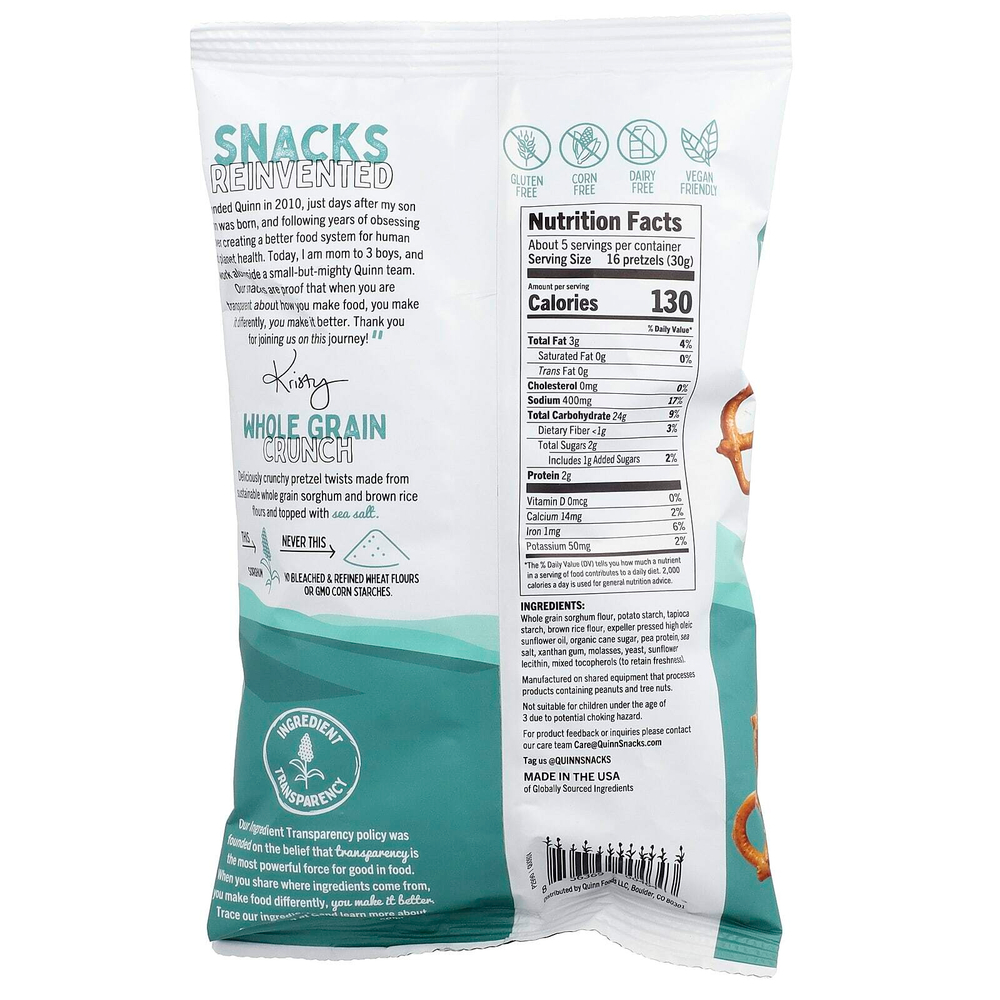 Quinn Snacks, Pretzel Twist, морская соль, 159 г (5,6 унции)