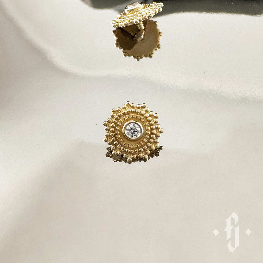 Накрутка "Sol" - Желтое золото - White CZ