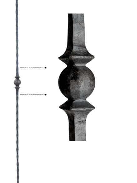 Кованая балясина. Высота 1000мм. Сталь квадрат 12мм. Узор "Шар"