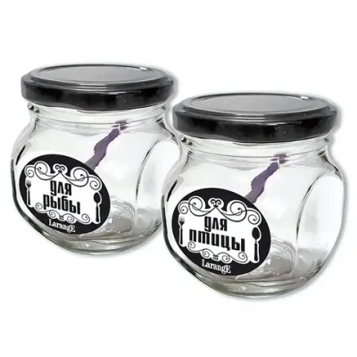 Набор стеклянных банок для продуктов 2шт, 200мл «Для рыбы, для птицы»