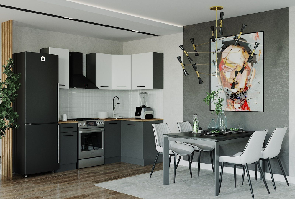 Кухонный гарнитур угловой Латте 2000х1200 (38мм)