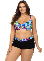 Раздельный купальник plus size: лиф и шортики (Размер: 100G/48) (Цвет: разноцветный)