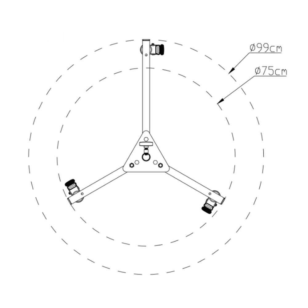 KUPO 351 Mighty runway base stand w/jne extra 12. База стойки на колёсах (диам. осн. 75 см ↓70 кг)