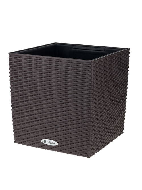 Кашпо Lechuza "Cube Cottage Complete mocha" (пластик), 30x30xH30 см