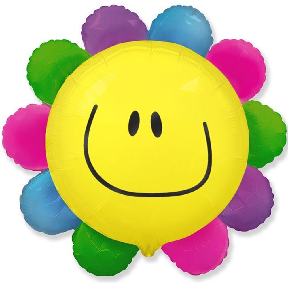 F Шар фигура (30''/76 см) Цветок Солнечная улыбка Радужный(БГ-)