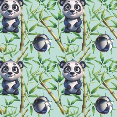 панда малыш мяч бамбук зеленый