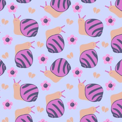 Улитки в сине-розовом.