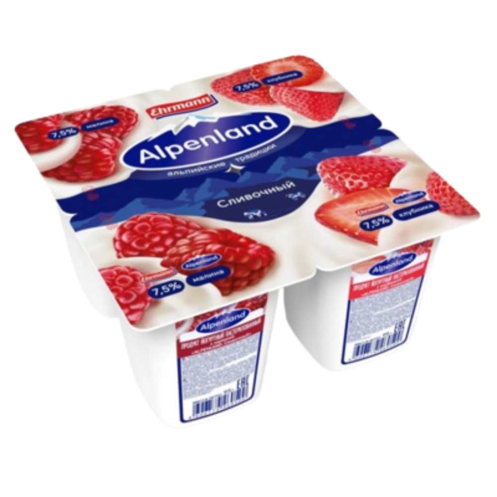 Йогурт Alpenland Клубника/Малина 7,5% 95 гр
