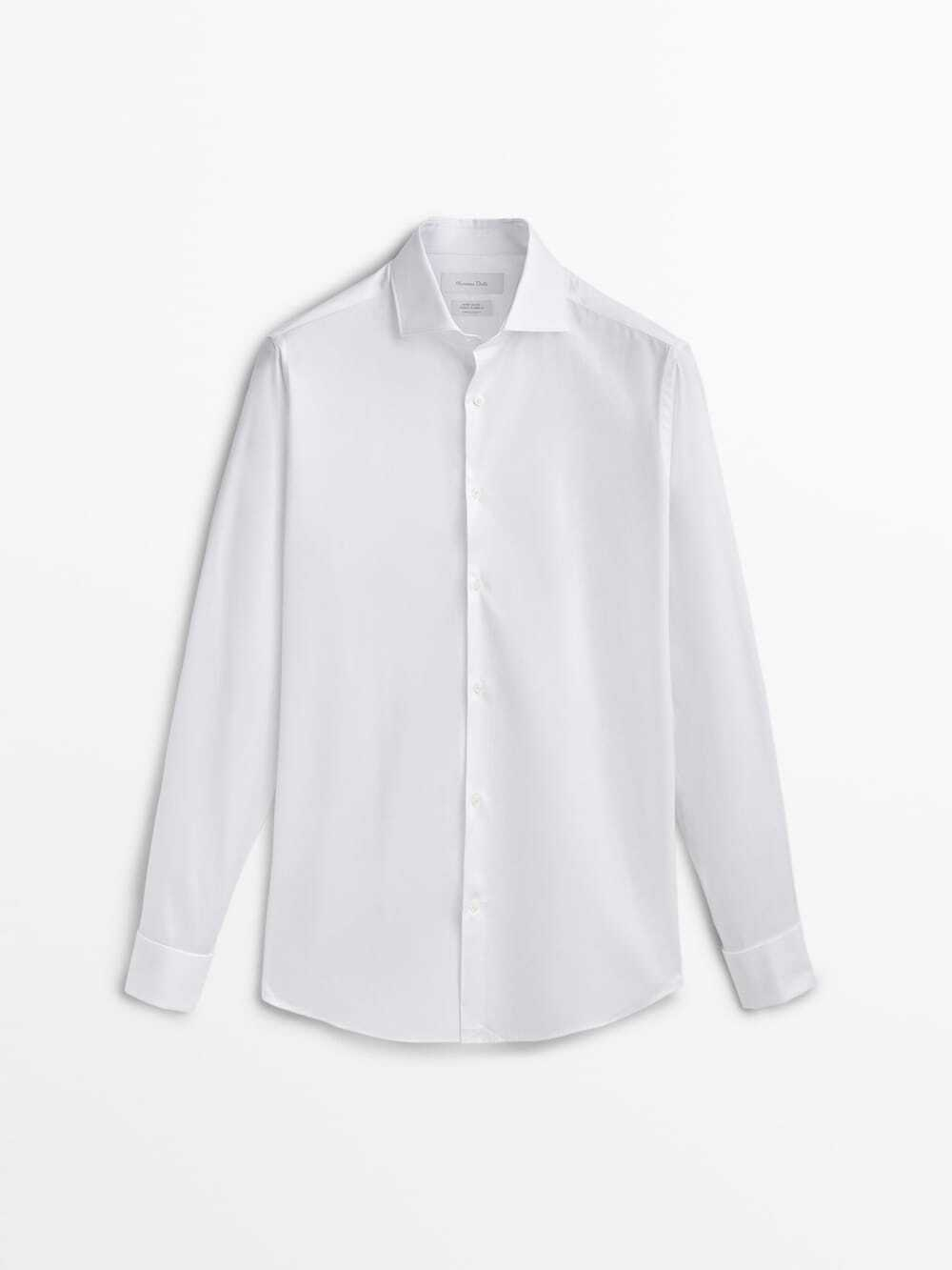 Massimo Dutti Рубашка облегающего кроя из твила с двойными манжетами, белый