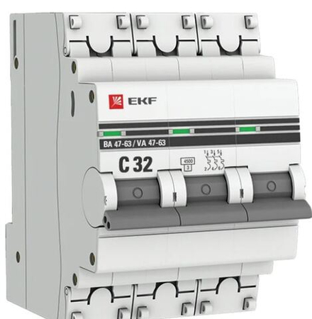 Выключатель автоматический модульный 3П 32А  4.5кА BA 47-63 PROxima EKF