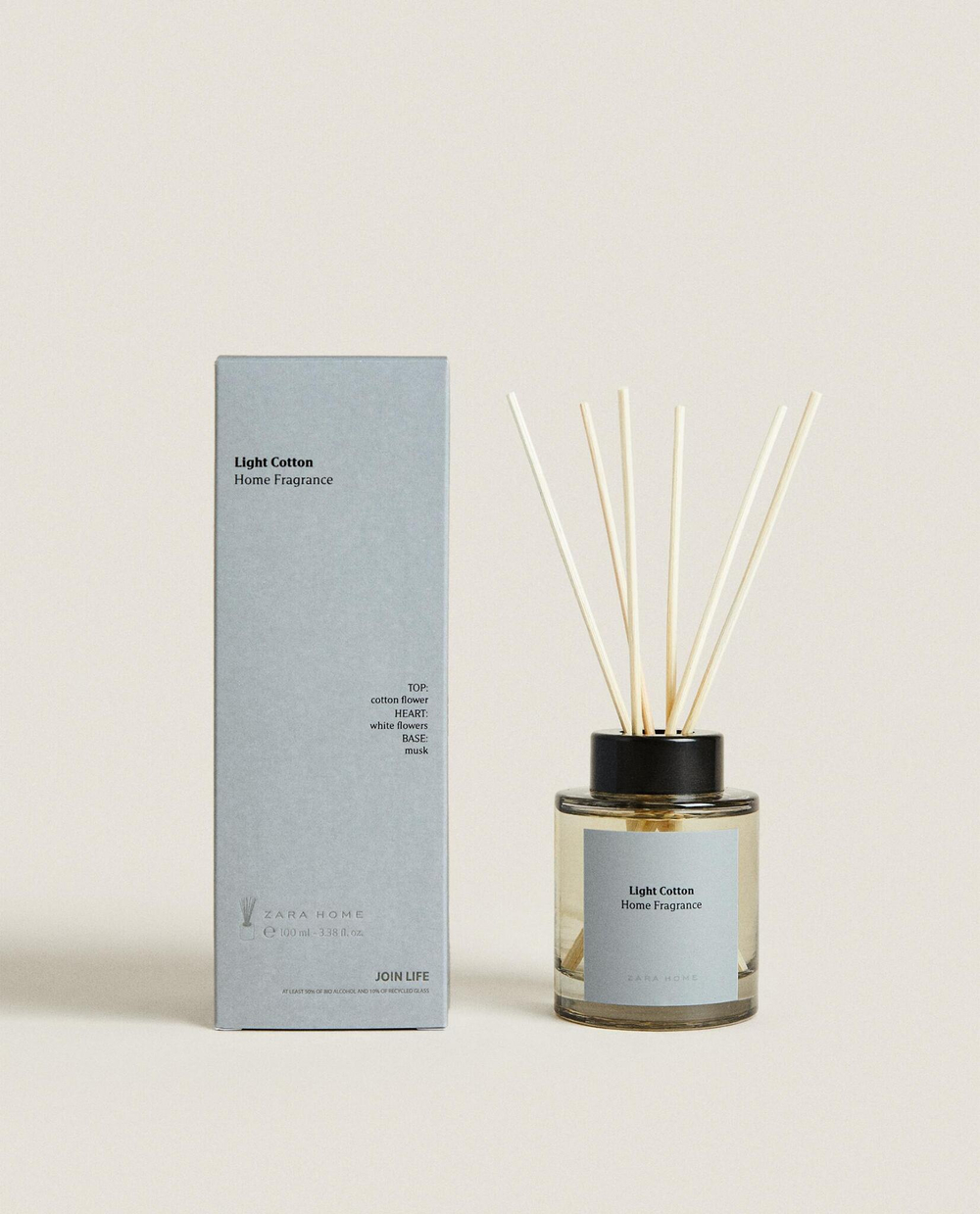 Zara Home LIGHT COTTON REED DIFFUSERS — ароматический диффузор с тростниковыми палочками, Легкий Хлопок, 100 мл