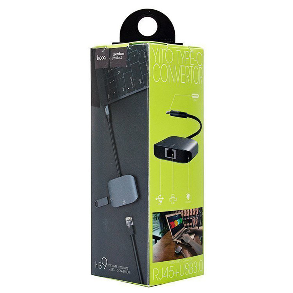 Адаптер Type-C - Lan Hoco HB9 (RJ45/USB)
