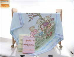 Уголок полотенце детское "Семья Мишек розовое" ткань/махра 110*110 7Я