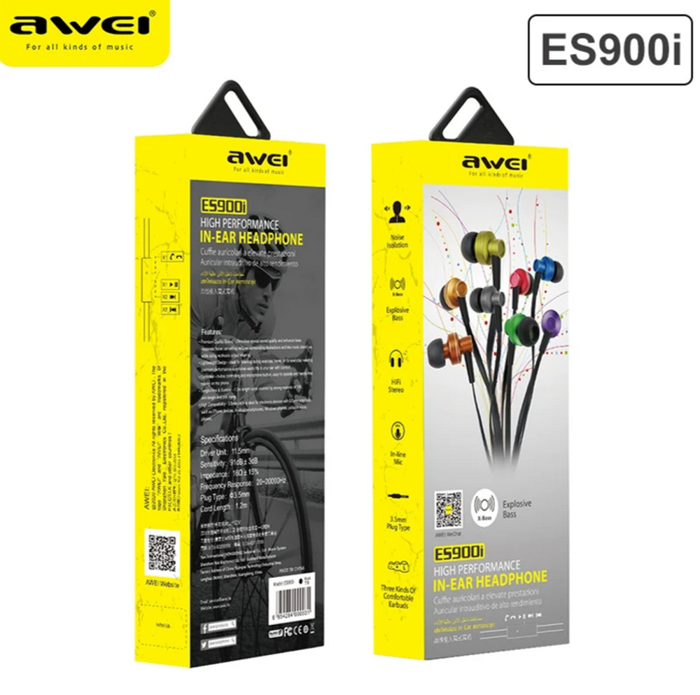 Наушники проводные Awei ES-900i с микрофоном