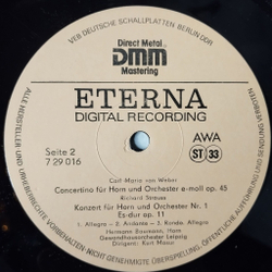 Винтажная виниловая пластинка LP R. Strauss Р. Штраус Carl Maria von Weber, Hornkonzerte Валторновые концерты (ГДР 1986)
