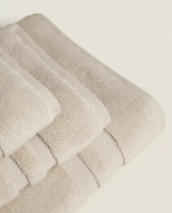 ZARA HOME БАННОЕ ПОЛОТЕНЦЕ С ДВОЙНОЙ КАЙМОЙ, ПЕСОЧНЫЙ