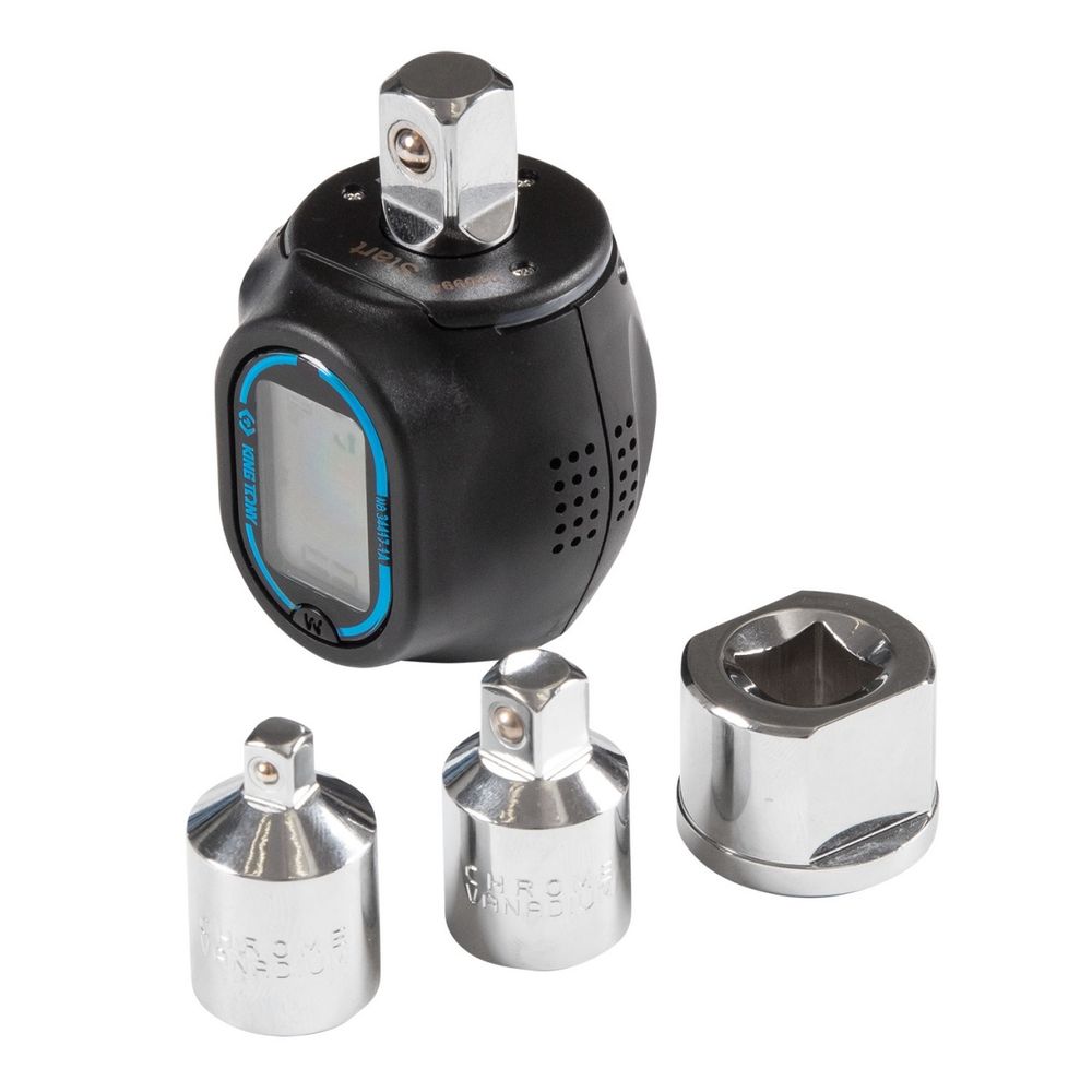 KING TONY (34417-1A) Динамометрический адаптер серии "DIGITAL", 1/2", 40-200 Нм, 4 предмета, кейс