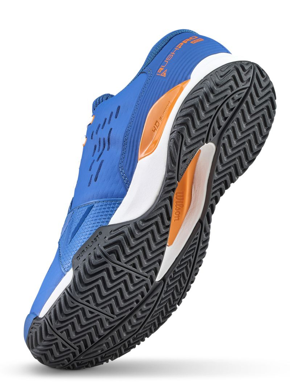 Детские теннисные кроссовки Wilson Rush Pro Ace Jr - deja vu blue/orange tiger/white