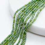 Фианит (кубический цирконий), цвет зеленый, размер 2 мм, цена за нить около 195 шт (38 см)