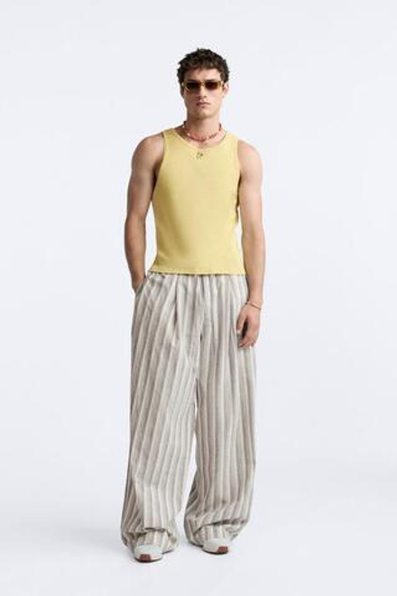 ZARA МАЙКА В РУБЧИК, СВЕТЛО-ЖЕЛТЫЙ