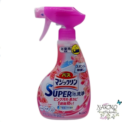 Жидкость чистящая для ванны KAO Magiсclean, предотвращающая образование розовой и чёрной плесени, с антибактериальным эффектом и ароматом розы, 350 мл.