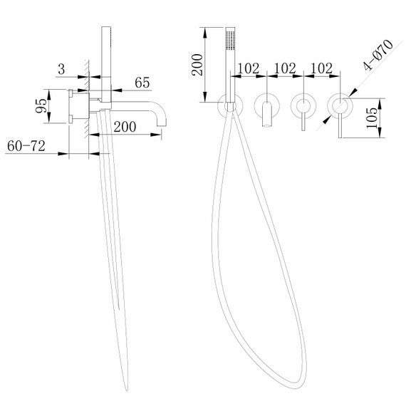 Смеситель ABBER Wasser Kreis AF8130MRG для ванны скрытого монтажа, розовое золото матовое
