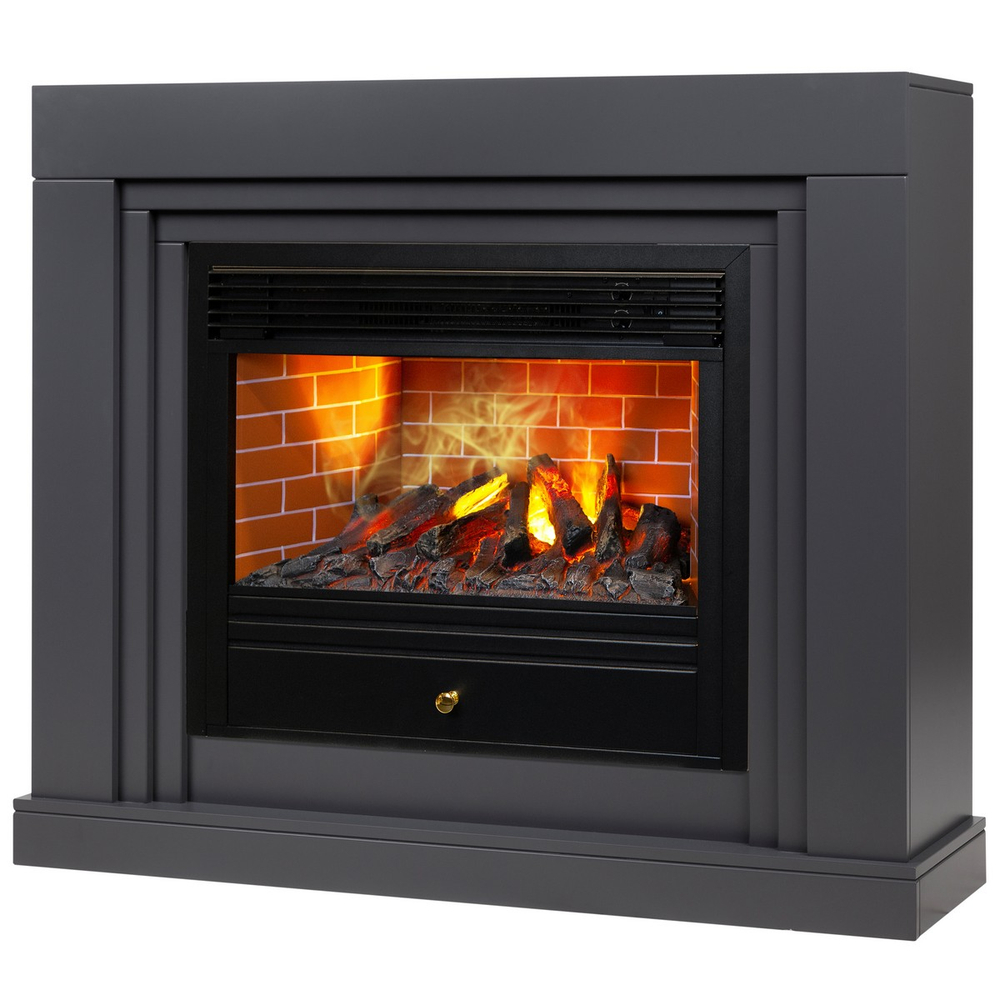 Электрокамин RealFlame Stanley 26 GR серый с очагом 3D Novara