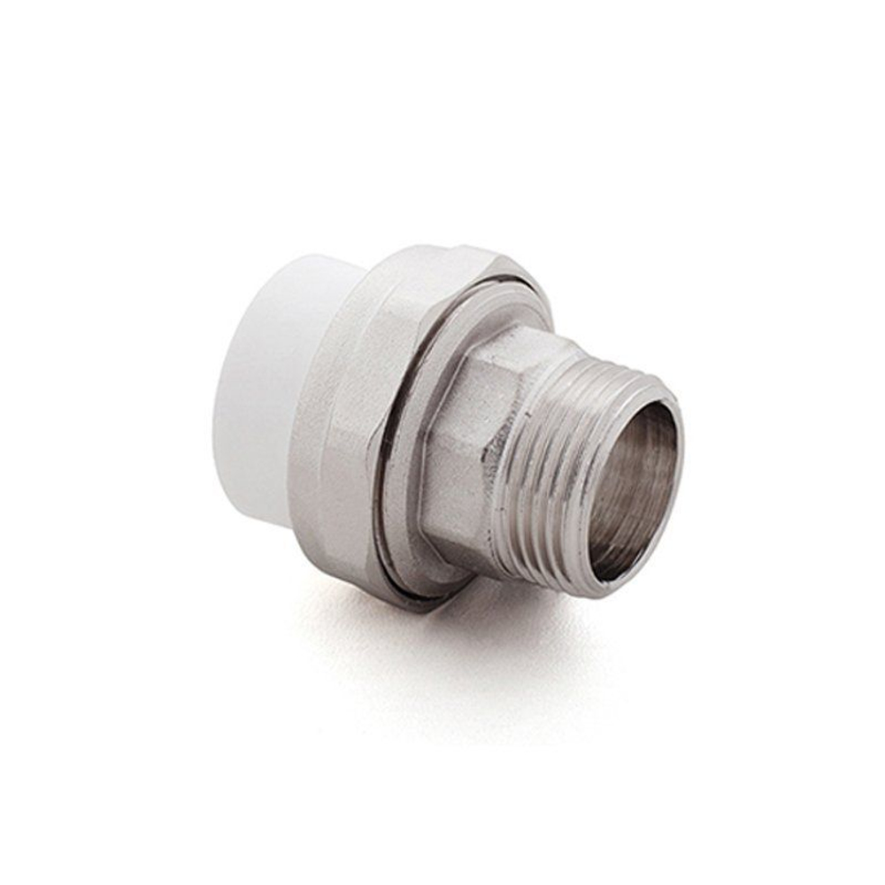 Муфта комбинированная ПП 25-1'' PN 25, разъёмная, с наружной резьбой, белая, РосТурПласт 10642