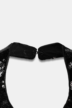 ZARA ТОП С ГОРЛОВИНОЙ ХАЛТЕР И ПАЙЕТКАМИ, ЧЕРНЫЙ