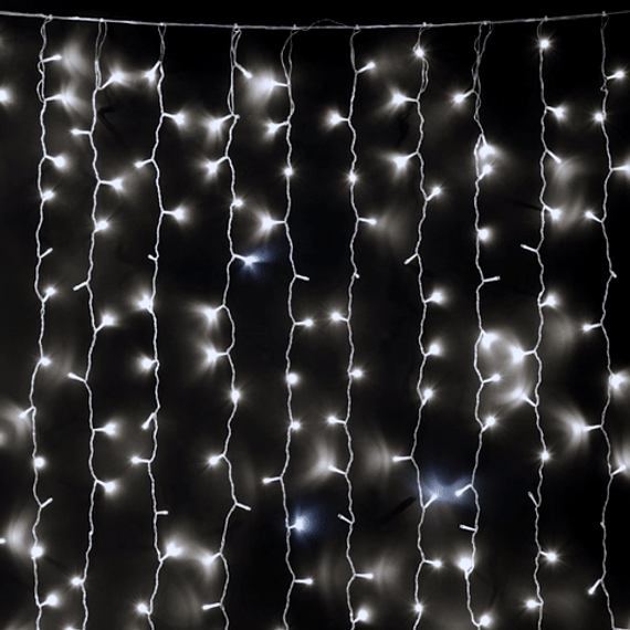 Светодиодный занавес 2*2 м., 400 белых LED ламп, мерцание, облегченный, прозрачный провод ПВХ, LTC (PCL400NOTBLW-10-2W)