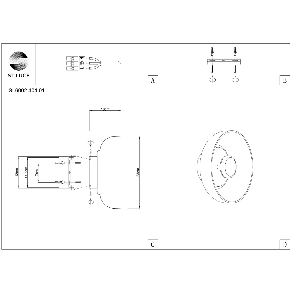 SL6002.401.01 Светильник настенный ST-Luce Черный/Дымчатый LED 1*7W 4000K