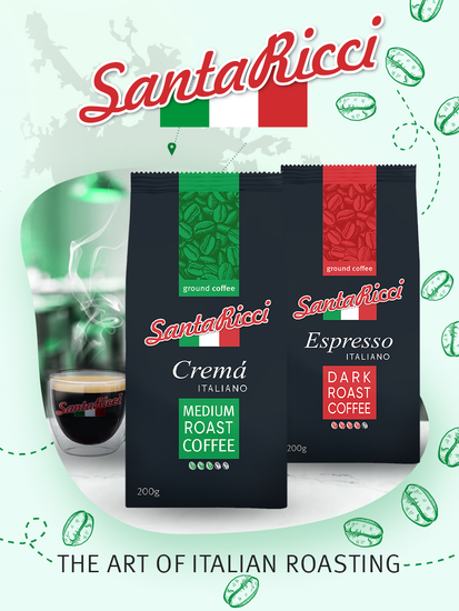 Кофе молотый, SantaRicci Crema Italiano, арабика, для турки, кофеварки, 200 г