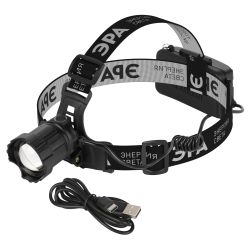 Фонарь налобный светодиодный ЭРА GA-815 Laser Wick аккумуляторный 10 Bт 3 режима USB type C | Налобные фонари