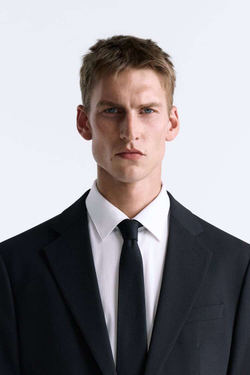 ZARA ГАЛСТУК ИЗ 100% ШЕЛКА С РЕЛЬЕФНЫМ УЗОРОМ, ЧЕРНЫЙ