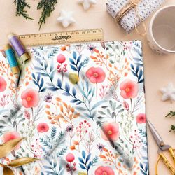 Ткань Ниагара Софт полевые цветы с синими веточками