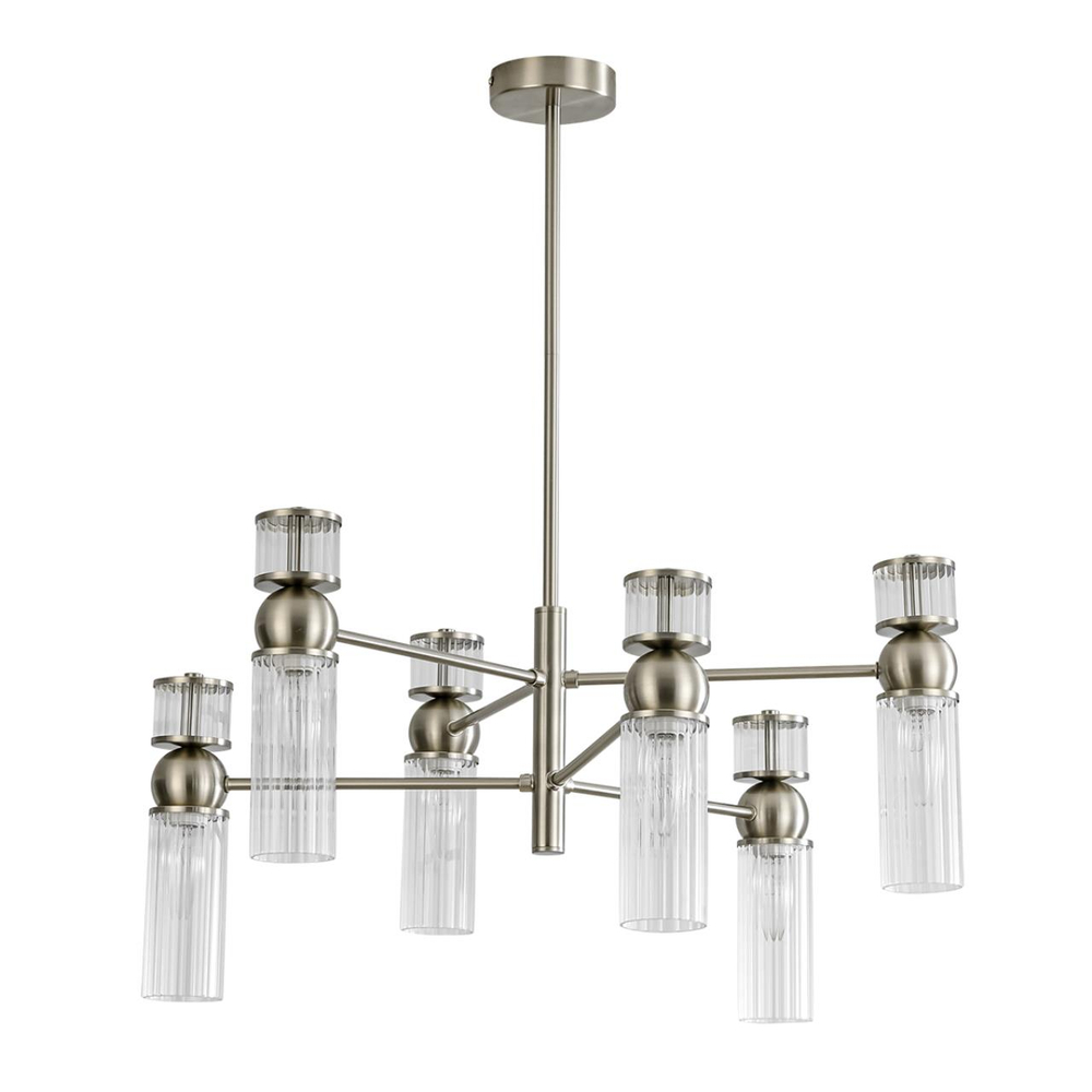 8277/6 MODERNI LN26 164 сатин никель/прозрачный, металл/стекло Люстра Е14 6*40W 220V DENVER