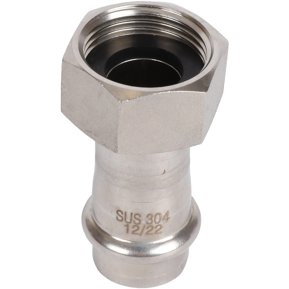 ROMMER Переходник с накидкой гайкой 18x3/4" из нержавеющей стали прессовой