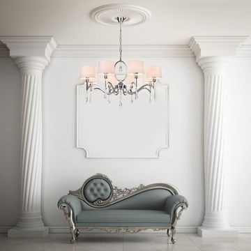 Люстра подвесная с управлением по Wi-Fi 10127/8 хром/прозрачный хрусталь Strotskis Madera Smart Eurosvet