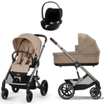 Коляска Cybex Balios S Lux TPE complete Cloud T Sepia Black Plus Base T 4 в 1 Almond Beige с дождевиками