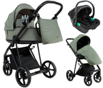 Детская коляска Roan Sol 2.0 3 в 1 с автокреслом Pituso Santiso Pro Black SLL/33/T Sage Green/Black/руч.Black