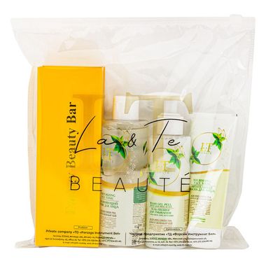 Набор Алоэ и зеленый чай(массажер (желтая уп).маска для лица.тоник для лица.гель-пилинг.пакет 250*250) La and Te beaute LT-48