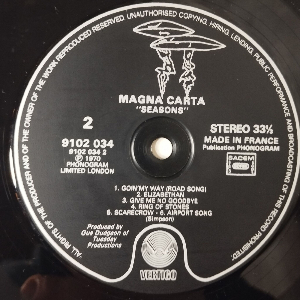 Винтажная виниловая пластинка LP Magna Carta Seasons (France 1979)
