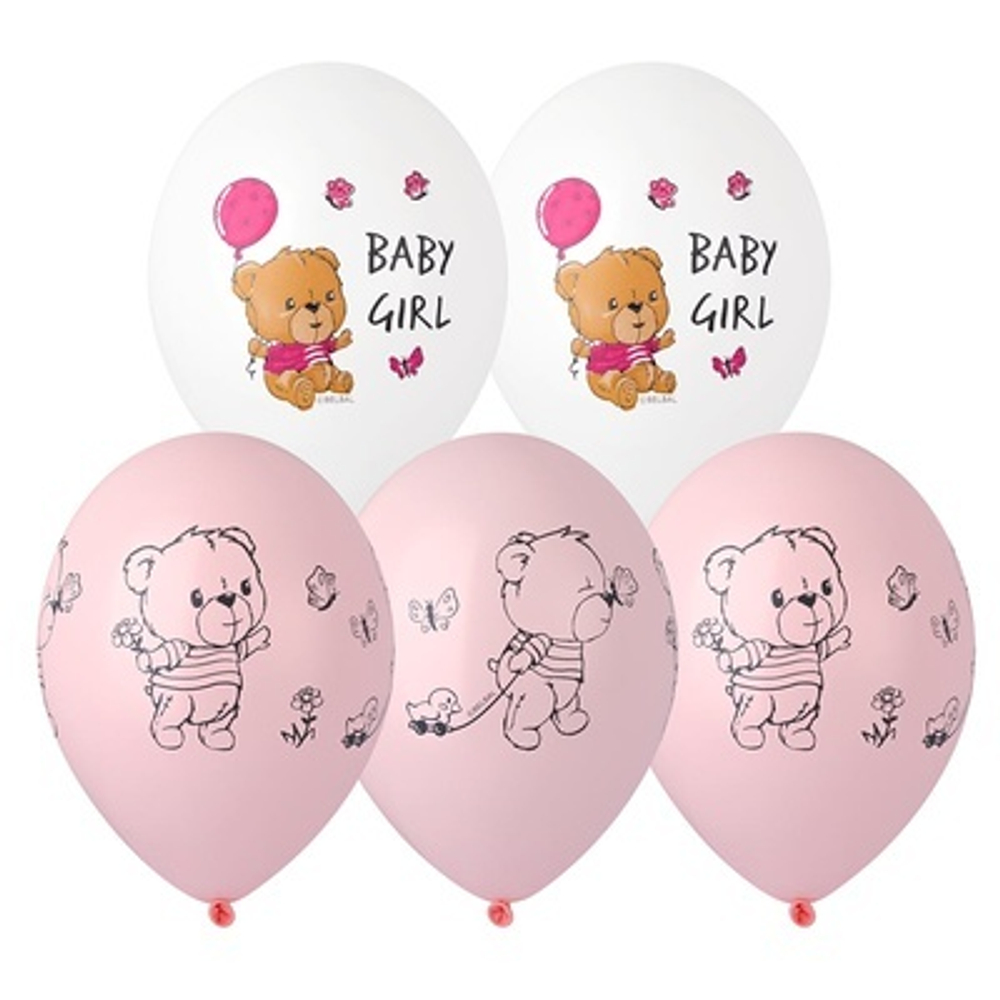 Шар с рисунком + Шелк 14" Мишка малышка