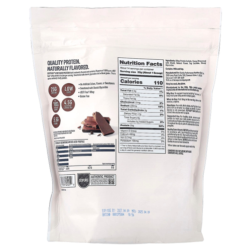 Isopure, низкоуглеводный протеин, шоколадный вкус, 454 г (1 фунт)