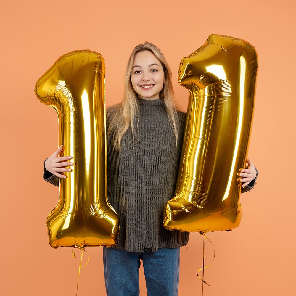 Шар (40''/102 см) Цифра, 1, Золото, 1 шт. в уп.