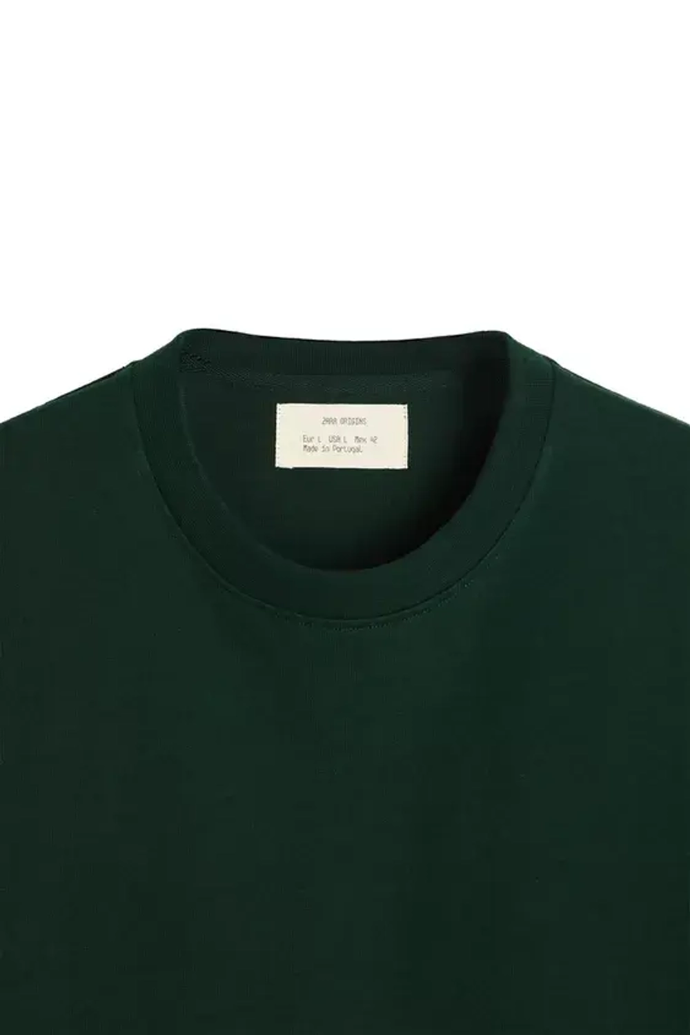 ZARA ФУТБОЛКА ИЗ ПЛОТНОЙ ТКАНИ, ЗЕЛЕНЫЙ