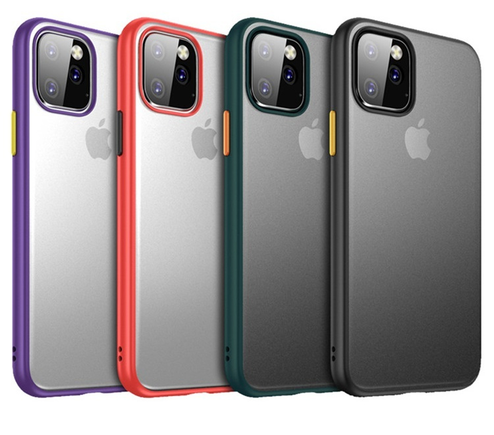 Прозрачный чехол на iPhone 11 Pro Max, цвет рамок фиолетовый, серии Ultra Hybrid от Caseport