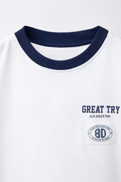 ZARA ФУТБОЛКА С НАДПИСЬЮ, БЕЛЫЙ